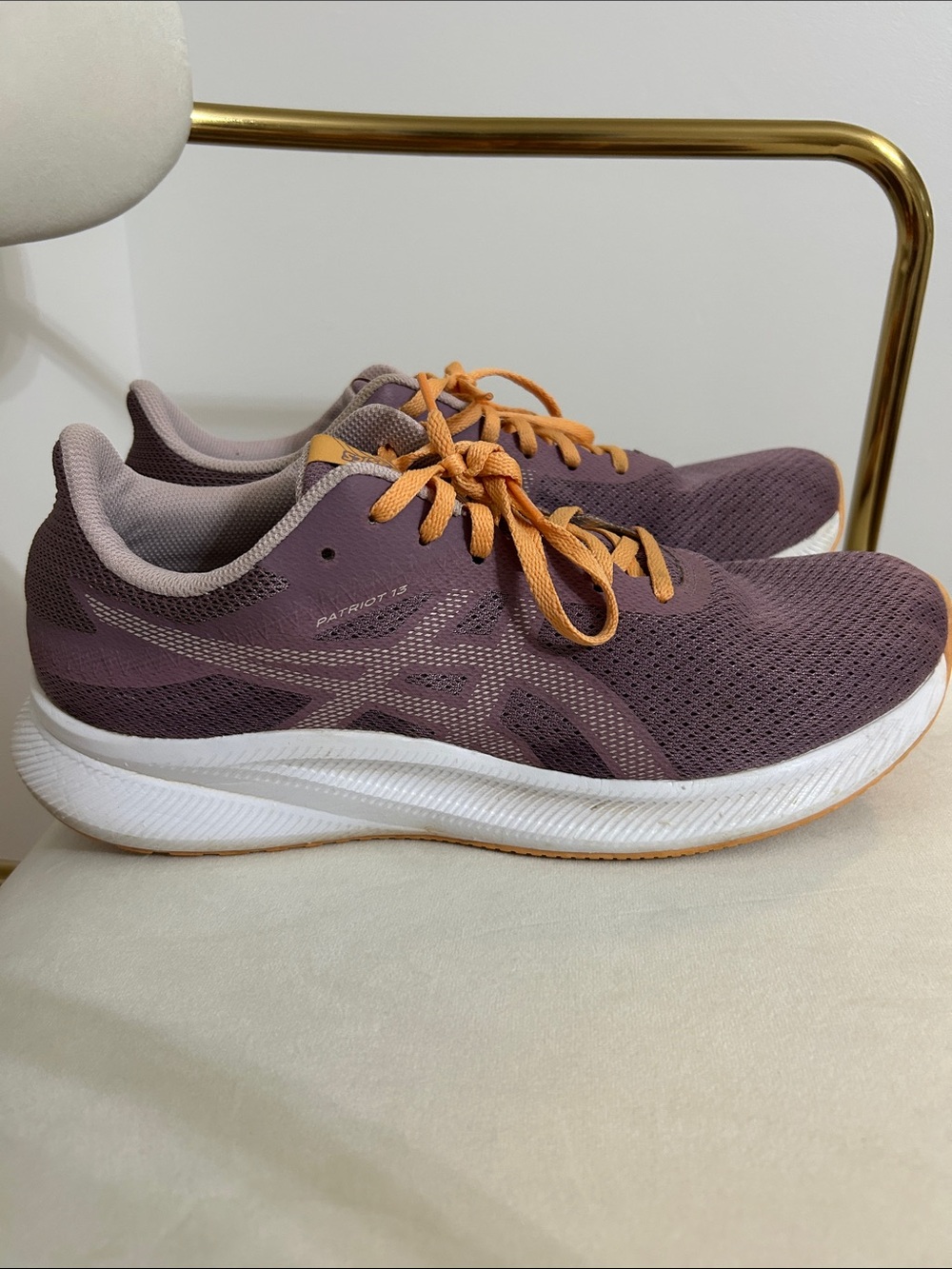 ASICS Women's Patriot 13 Running Shoes - Plum with Orange Laces Size 11